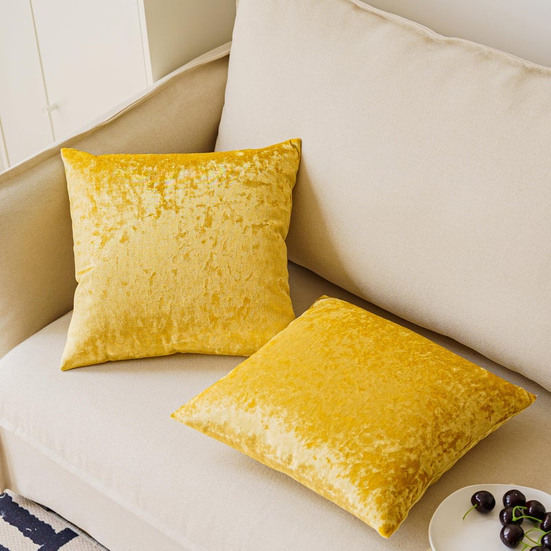 NiNi ALL Decorative Throw Pillow Covers Pack of 2  Velvet Throw Pillow Cases for Couch Pillows Cover Bedroom Living Room Outdoor Pillow Covers 18x18 Inch Gold - Image 2